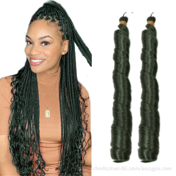 Wholesale 24inch French Spiral Curl Hair Afro Kinky Crochet Hair Braids Loose Body Wave Silky Synthetic Braiding Hair Extensions